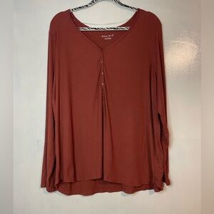 Ava and Viv rust orange women’s rubbed Henley top size 2X staple mature stretch